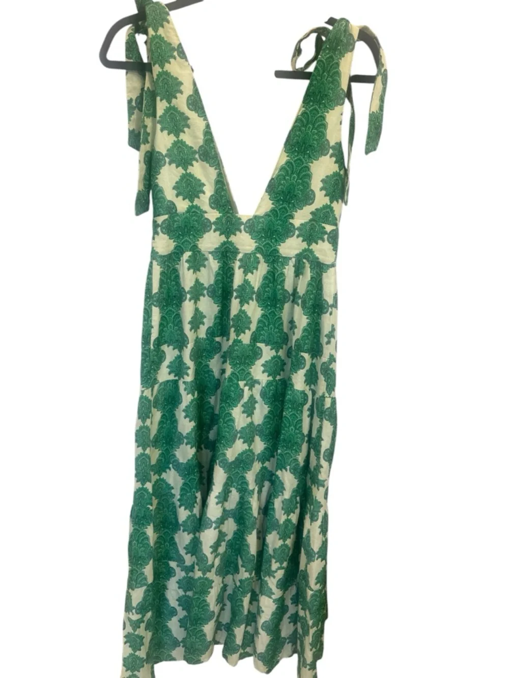 House of Harlow 1960 Green and Cream Floral Linen blend Midi Dress - Picture 3 of 7